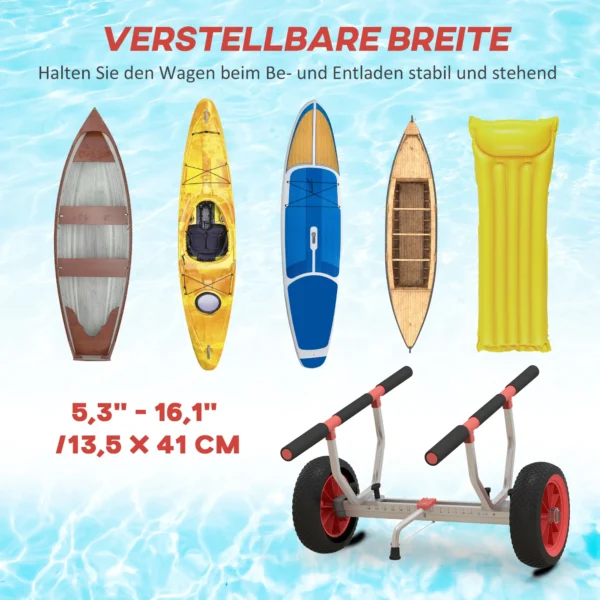 Transportwagen Verstelbare Alu Kajakwagen Tot 100 Kg Bootswagen Met Spanbanden