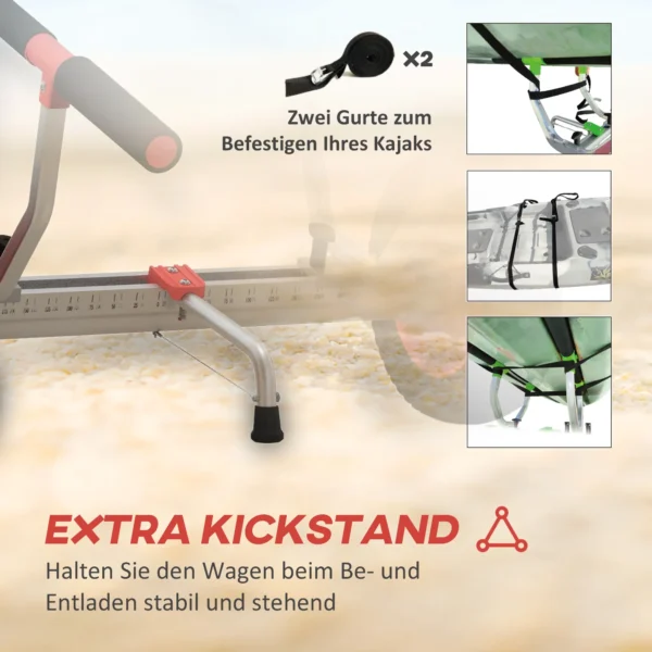 Transportwagen Verstelbare Alu Kajakwagen Tot 100 Kg Bootswagen Met Spanbanden