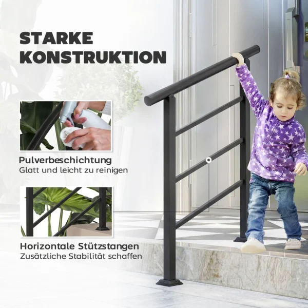 Trapleuning Voor 1 3 Treden, 94cm Hoekverstelbare Handrail Voor Buiten En Binnen, Metaal Zwart