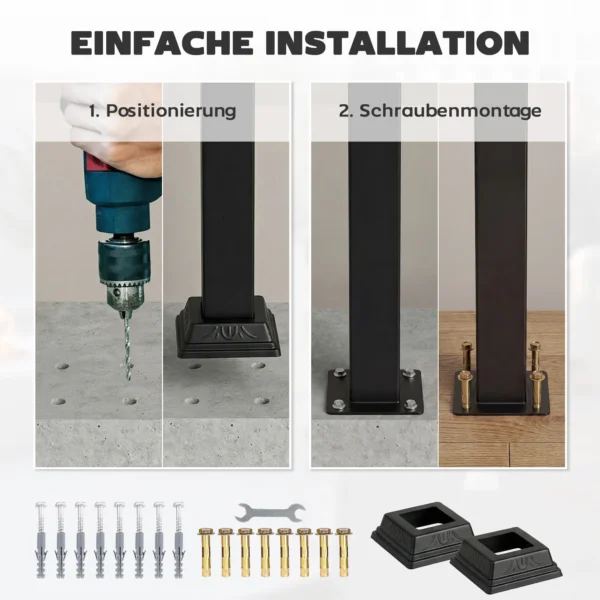Trapleuning Voor 1 3 Treden, 94cm Hoekverstelbare Handrail Voor Buiten En Binnen, Metaal Zwart