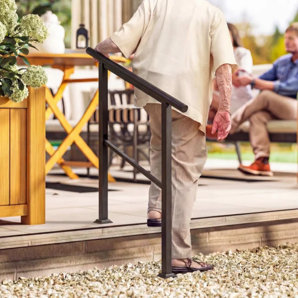 Trapleuning Voor 2 3 Treden, 94cm, Verstelbare Hoek Handrail Buiten En Binnen Metaal Zwart
