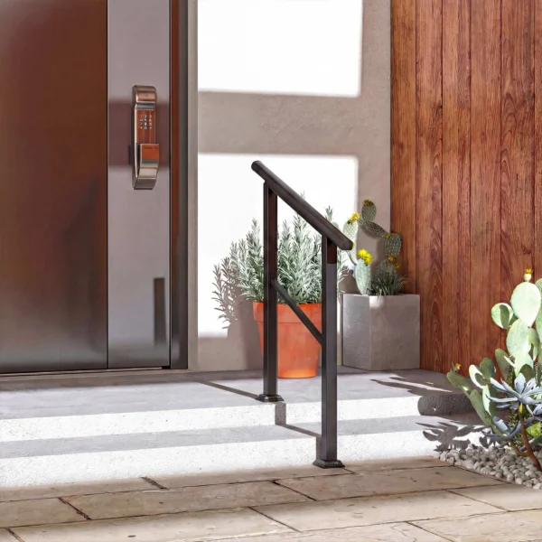 Trapleuning Voor 2 3 Treden, 94cm, Verstelbare Hoek Handrail Buiten En Binnen Metaal Zwart