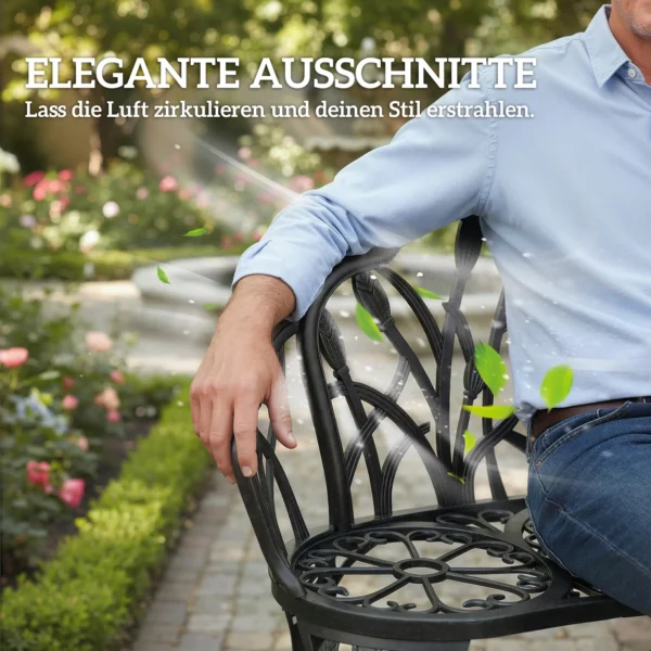 Tuinbank 2 zits Gietaluminium Weerbestendig Buitenbank Met Tulpen rugleuning Bloemenmotief 99 X 57 X 78 Cm