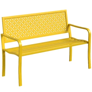 Tuinbank 2 zits Metaal Weerbestendig Outdoor Zitbank Met Roestbestendige Rugleuning, Geometrisch Tot 240 Kg