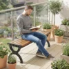 Tuinbank 2 zitter, Buitenbank Met Metalen Frame En Lattenzitting, Terrasmeubilair Voor Tuin En Terras