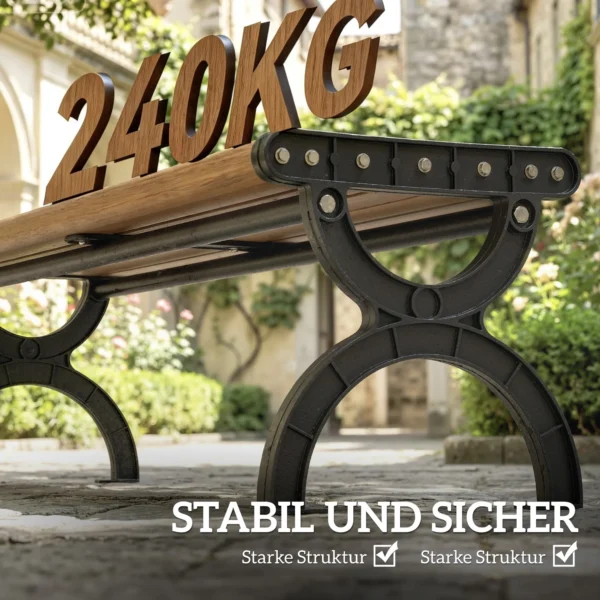 Tuinbank 2 zitter, Buitenbank Met Metalen Frame En Lattenzitting, Terrasmeubilair Voor Tuin En Terras