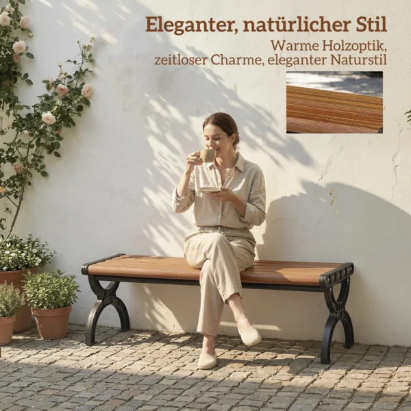 Tuinbank 2 zitter, Buitenbank Met Metalen Frame En Lattenzitting, Terrasmeubilair Voor Tuin En Terras