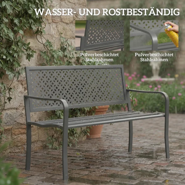 Tuinbank 2 zitter Metaal Weerbestendig Outdoor Zitbank Met Roestbestendige Rugleuning, Geometrisch Tot 240 Kg