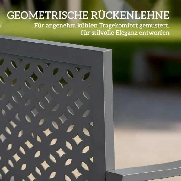 Tuinbank 2 zitter Metaal Weerbestendig Outdoor Zitbank Met Roestbestendige Rugleuning, Geometrisch Tot 240 Kg