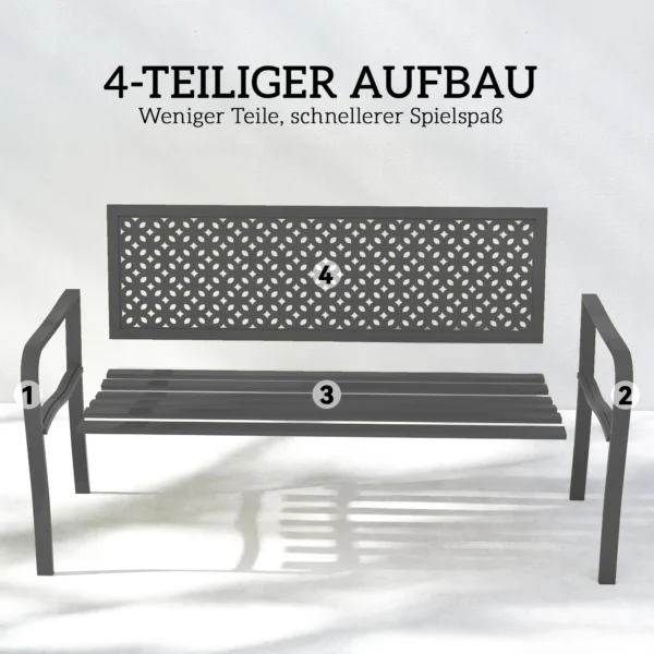 Tuinbank 2 zitter Metaal Weerbestendig Outdoor Zitbank Met Roestbestendige Rugleuning, Geometrisch Tot 240 Kg