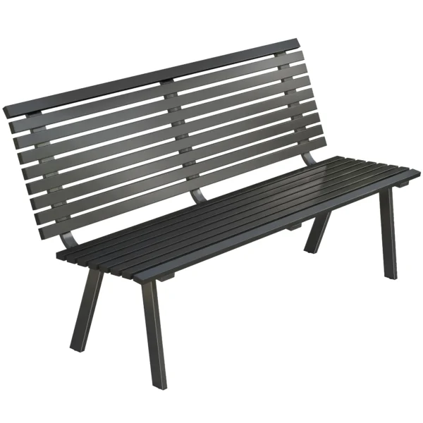 Tuinbank 3 zits Weerbestendig Metaal Buitenbank Met Brede Zit Lamellendesign, Tot 240 Kg 154 X 68 X 88 Cm