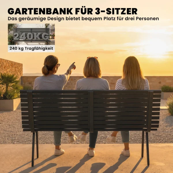 Tuinbank 3 zits Weerbestendig Metaal Buitenbank Met Brede Zit Lamellendesign, Tot 240 Kg 154 X 68 X 88 Cm