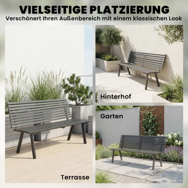 Tuinbank 3 zits Weerbestendig Metaal Buitenbank Met Brede Zit Lamellendesign, Tot 240 Kg 154 X 68 X 88 Cm