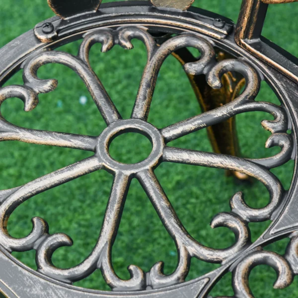 Tuinbank Voor 2 Personen Van Metaal, Retro stijl Zitbank, Parkbank Met Bloemenpatroon 100 X 54 X 78 Cm, Brons