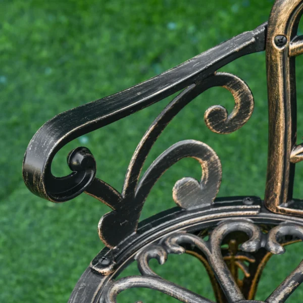 Tuinbank Voor 2 Personen Van Metaal, Retro stijl Zitbank, Parkbank Met Bloemenpatroon 100 X 54 X 78 Cm, Brons