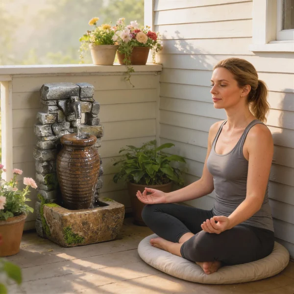 Tuinfontein Met Verstelbare Waterstroom En 3 traps Rustieke Stenen Muur In Kruikontwerp