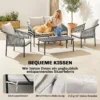 Tuinmeubelset 4 delig Polyrattan Lounge Set Met Tweezitsbank, 2 Fauteuils, Salontafel, Afneembare Kussens, Bindlinten