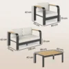 Tuinmeubelset Aluminium Zitgroep Voor 4 Personen Waterafstotend Extra Diep Met 2 zits Sofa 2 Stoelen Bijzettafel