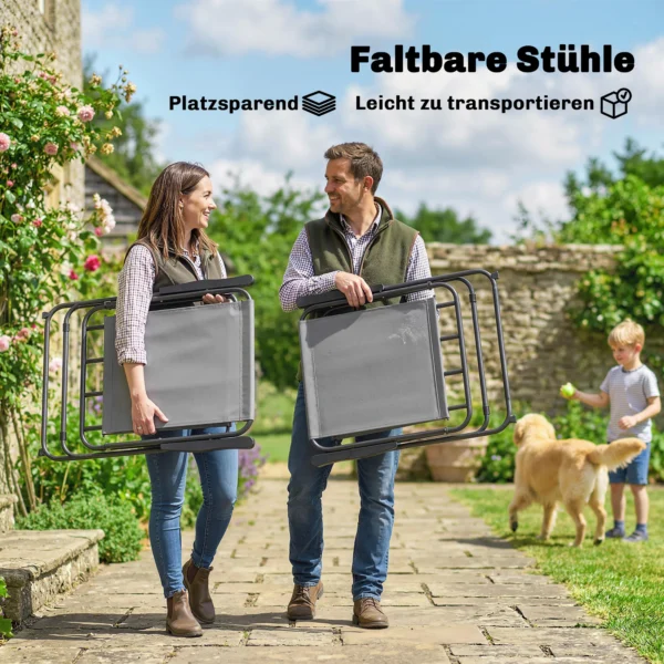 Tuinmeubelset Zitgroep 119 X 68cm Glazen Tafel Met 6 Klapstoelen Parasol Watergolfpatroon Grijs