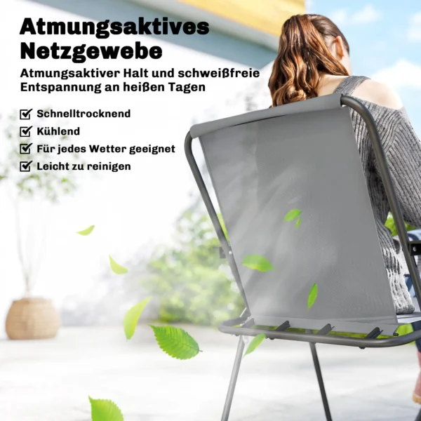 Tuinmeubelset Zitgroep 119 X 68cm Glazen Tafel Met 6 Klapstoelen Parasol Watergolfpatroon Grijs