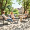 Tuinmeubelset Zitgroep Voor 4 Personen Ademende Tuinlounge Met 2 zits Bank, 2 Stoelen, Rond Tafel, Voetkussens