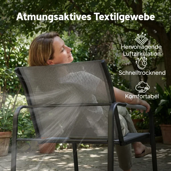 Tuinmeubelset Zitgroep Voor 4 Personen Ademende Tuinlounge Met 2 zits Bank, 2 Stoelen, Rond Tafel, Voetkussens