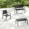 Tuinmeubelset Zitgroep Voor 4 Personen Tuinlounge Met 2 zits Bank, 2 Fauteuils, Bijzettafel Lamellendesign Zwart