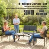 Tuinmeubelset Zitgroep Voor 4 Personen Tuinlounge Met 2 zits Bank, 2 Fauteuils, Bijzettafel Lamellendesign Zwart