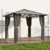 Tuinpaviljoen Ca. 3 X 3 M Metalen Paviljoen Met 6 Mm Polycarbonaat Dak 4 Zijkanten, UV50+ Donkergrijs