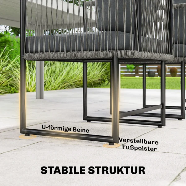 Tuinstoel 2 delige Set Weerbestendig Tuinstoelen Van Staal PE Rattan Met Kussen Armleuning Rugleuning 52x52x66 Cm Donkergrijs