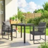 Tuinstoel 2 delige Set Weerbestendig Tuinstoelen Van Staal PE Rattan Met Kussen Armleuning Rugleuning 52x52x66 Cm Donkergrijs