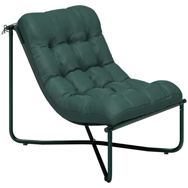 Tuinstoel Tuinzetel Met Kussen Ademende Sling Zitting Stalen Frame Voor Tuin Terras 76 X 92 X 76 Cm Donkergroen