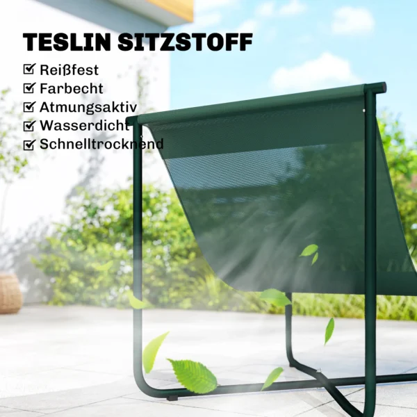 Tuinstoel Tuinzetel Met Kussen Ademende Sling Zitting Stalen Frame Voor Tuin Terras 76 X 92 X 76 Cm Donkergroen