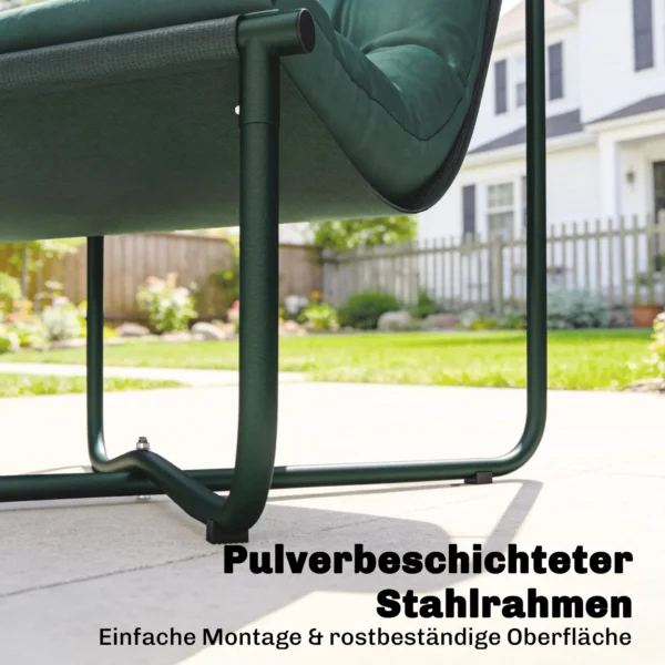 Tuinstoel Tuinzetel Met Kussen Ademende Sling Zitting Stalen Frame Voor Tuin Terras 76 X 92 X 76 Cm Donkergroen
