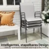 Tuinstoelen Set Van 4 Stapelbare Terrasstoelen Met Ademende Rugleuning, Armleuningen 120 Kg Belasting
