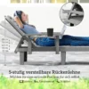 Tuinzonneligstoel Met Zijtafel In Houtlook, Ligstoel Met 5 voudig Verstelbare Rugleuning, Donkergrijs