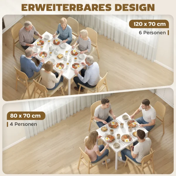 Uitschuifbare Eettafel 80 120 Cm Voor 4 6 Personen, Ruimtebesparende Keukentafel Met Eenvoudige Uitschuiffunctie, Natuur