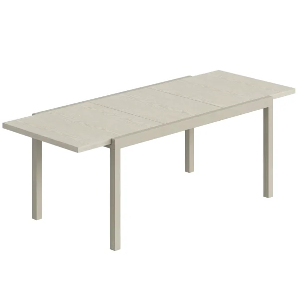 Uitschuifbare Tuintafel 154/214 X 85 Cm Aluminium Eettafel Voor 8 10 Personen Met Houtlook Lichtgrijs