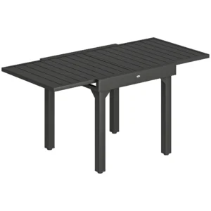 Uitschuifbare Tuintafel 80/160 X 80 Cm Aluminium Eettafel Voor 4 6 Personen, Rechthoekig Met Lamellenplaat