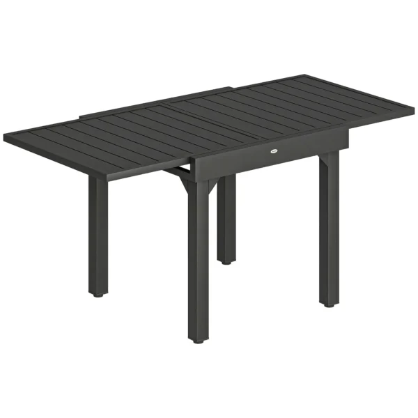 Uitschuifbare Tuintafel 80/160 X 80 Cm Aluminium Eettafel Voor 4 6 Personen, Rechthoekig Met Lamellenplaat
