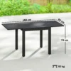 Uitschuifbare Tuintafel 80/160 X 80 Cm Aluminium Eettafel Voor 4 6 Personen, Rechthoekig Met Lamellenplaat