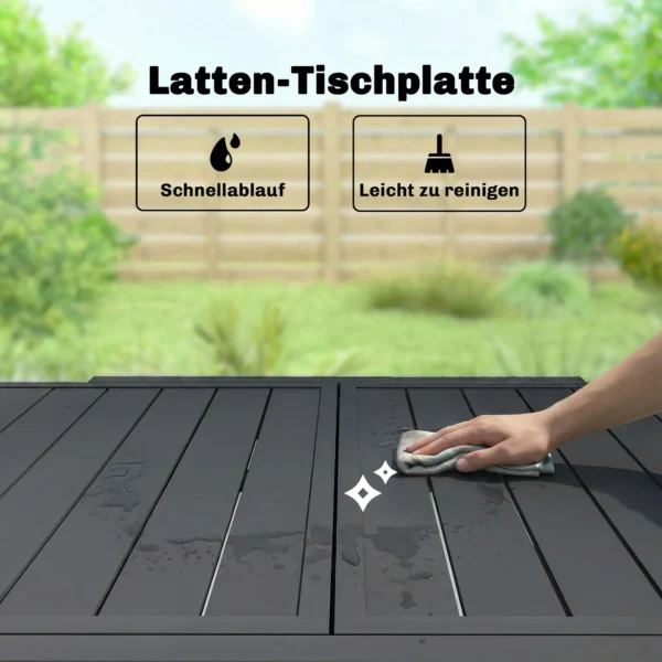 Uitschuifbare Tuintafel 80/160 X 80 Cm Aluminium Eettafel Voor 4 6 Personen, Rechthoekig Met Lamellenplaat