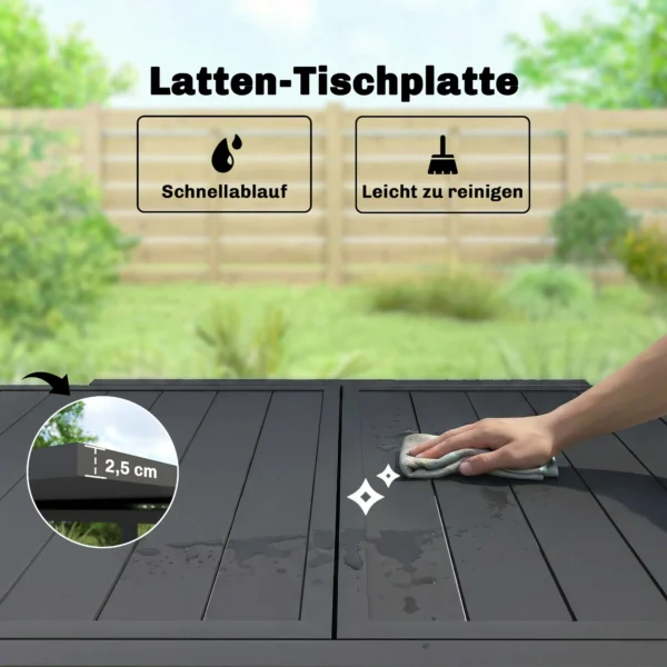 Uitschuifbare Tuintafel 80/160 X 80 Cm Aluminium Eettafel Voor 4 6 Personen, Rechthoekig Met Lamellenplaat