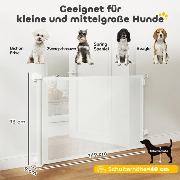 Uittrekbaar Trapbeschermingshekje Deurbeschermingshekje 0 140 Cm Met Eenhandige Bediening Voor Huisdieren Voor Trappen Deuren Wit