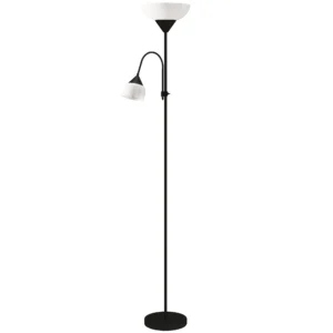Uplighter, Moeder en Kind Staande Lamp, Hoge Lamp Met 3 Kleurtemperaturen En Flexibele Zwanenhals, Zwart