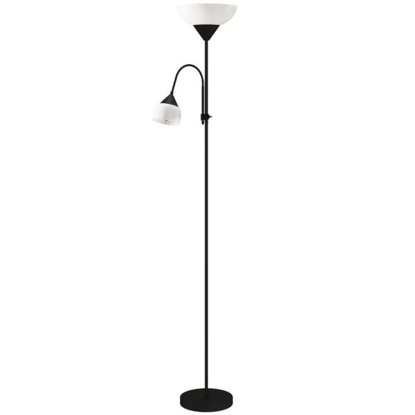 Uplighter, Moeder en Kind Staande Lamp, Hoge Lamp Met 3 Kleurtemperaturen En Flexibele Zwanenhals, Zwart