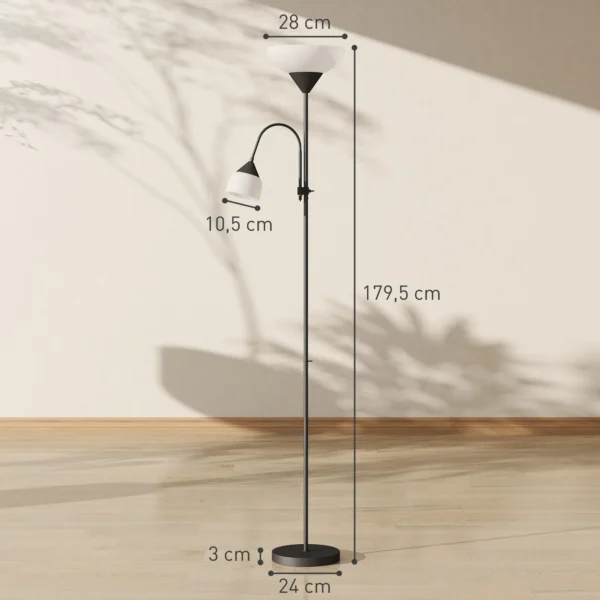 Uplighter, Moeder en Kind Staande Lamp, Hoge Lamp Met 3 Kleurtemperaturen En Flexibele Zwanenhals, Zwart