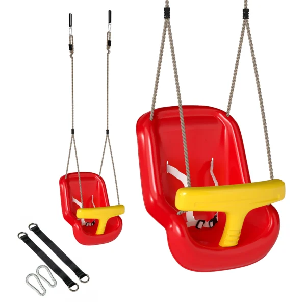 Verstelbare Babyschommel Met Groeifunctie, Babysit Met Rugleuning, Veiligheidsrail, Voor Kinderen Van 9 36 Maanden, Rood