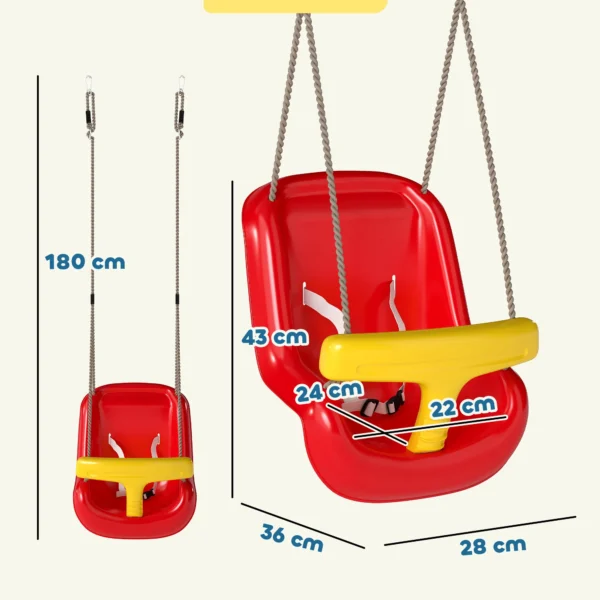 Verstelbare Babyschommel Met Groeifunctie, Babysit Met Rugleuning, Veiligheidsrail, Voor Kinderen Van 9 36 Maanden, Rood
