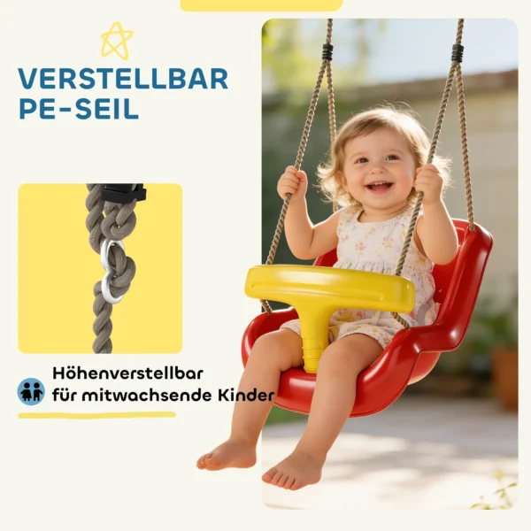 Verstelbare Babyschommel Met Groeifunctie, Babysit Met Rugleuning, Veiligheidsrail, Voor Kinderen Van 9 36 Maanden, Rood